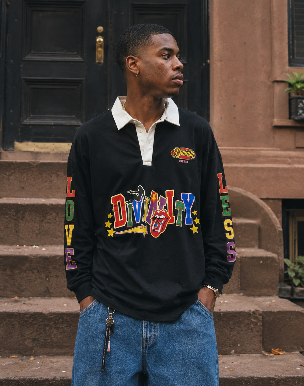 Y2k Streetwear Divinity “Nostalgia Sweater” Black 90's Blokecore  Sportscore